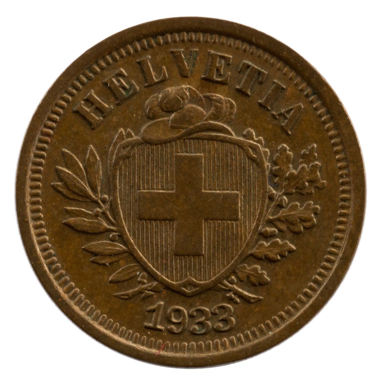 Alle Münzen: Schweiz / Suisse - 1 Rappen - 1933  STGL – Gebraucht aus Rotkreuz von Swiss-Coins