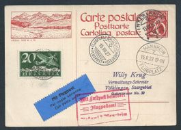 Flugpost Schweiz 1927 Basel Mannheim ab Interlaken Luftpost