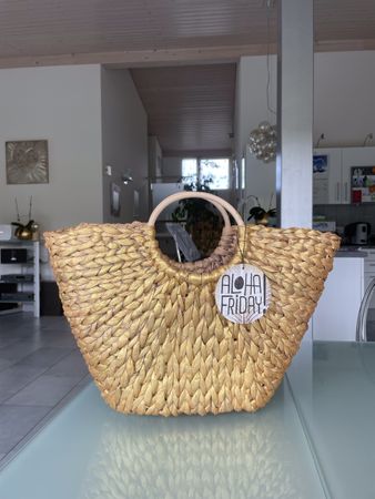 Tote Bag d'été en paille tressée doré 🌞 Neuve