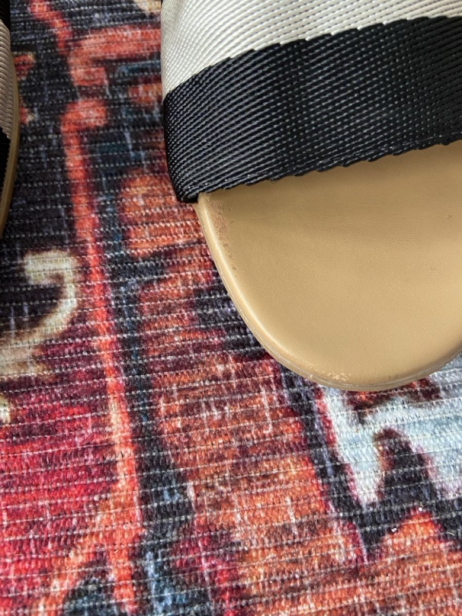 Bally Chaussures femmes: Bally Ribbon Textile Leather Slide Flat Sandal  – D'occasion à Münchenstein par B771 2