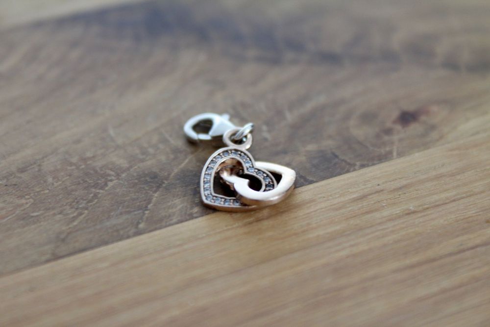 Thomas Sabo Damen-Charm-Anhänger Herz Glitzer Charm Club 925 Sterling Silber Zirkonia Weiß 0019-051-14