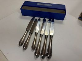 6 Messer versilbert , 3 x 25 cm , 3 x 21 cm