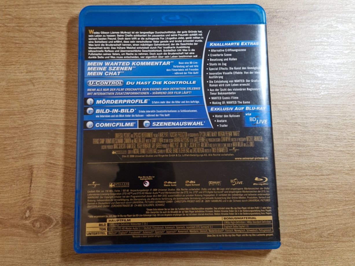Tutti i DVDs: Wanted (2008) RAR Bluray – Usato da Pfungen venduto da Whitie 1