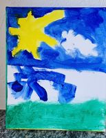 Acrylbild Sonne Himmel Wolken Grüne Wiese ungerahmt