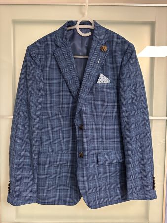 Herrenanzug blau--kariert, Grösse 48, slimfit