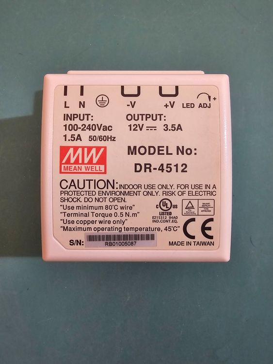 Netzteil MEAN WELL DR-4512 42 Watt 240V AC / 12V DC DIN35 | Kaufen auf ...