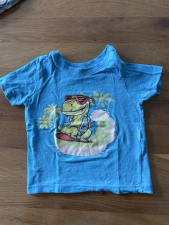 Kinder T-Shirt blau Dinosaurier Motiv Baumwolle Gr. 98