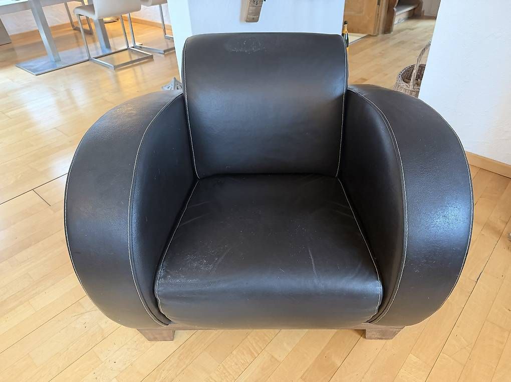 Poltrone: Vintage Ledersessel + Hocker – Usato da Bülach venduto da Anke68