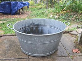 Grosse runde Zinkwanne / Zuber mit 2 Griffen