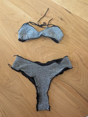 Glitzer Bikini Oberteil & Slip Gr S-M, Sommer Swimwear, top 