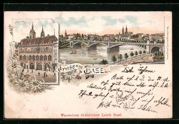 Ansichtskarten: Litho Basel, Rathaus, Stadtpanorama, Dam – Gebraucht aus Berlin von bartko-reher