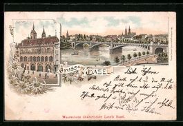 Litho Basel, Rathaus, Stadtpanorama, Dam