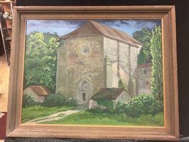 ABBAYE CHABLAIS HUILE SUR TOILE SIGNÉE