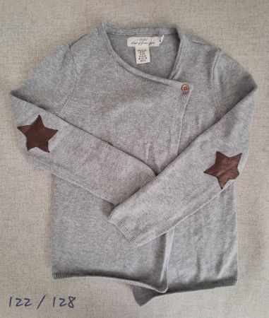 Strickjacke Sterne Mädchen Gr. 122/128/128 grau