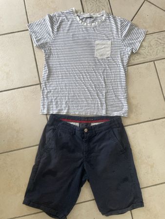  Sommer set, Shorts Celio & gestreiftes T-Shirt Gr. 40/M 