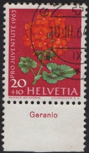 Tous les timbres: 20 Rp. Geranium mit TAB (Geranio) – D'occasion à Eglisau par Chperfins