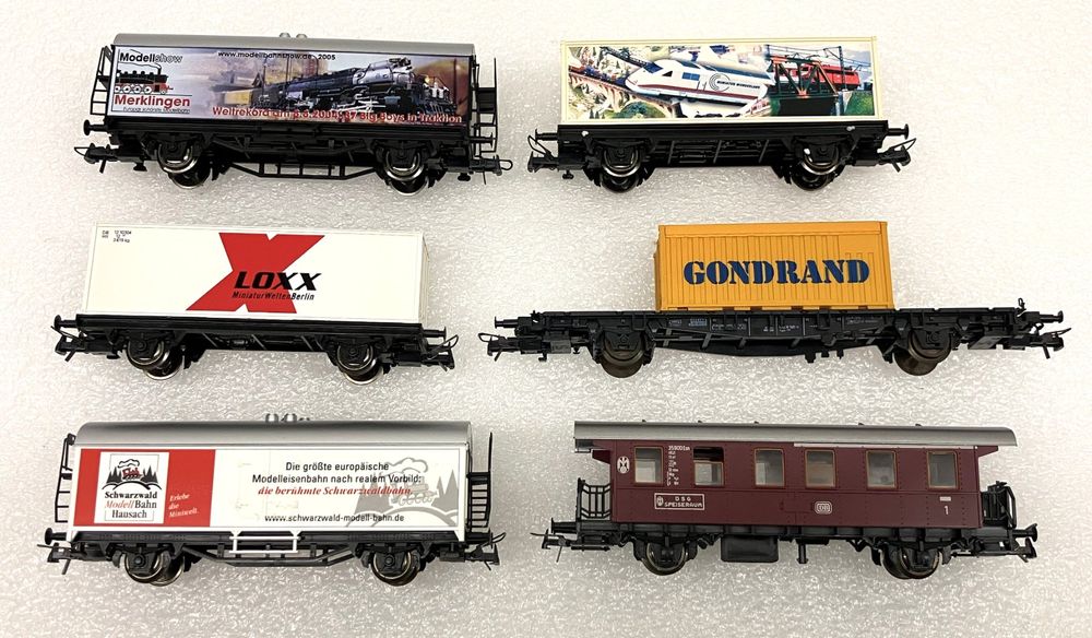 Roco Modelleisenbahnen: Roco H0= 5x Güterwagen - 1x DSG Speiseraum DB - NEUWERTIG – Neu (gemäss Beschreibung) aus Thun von retoolinoo