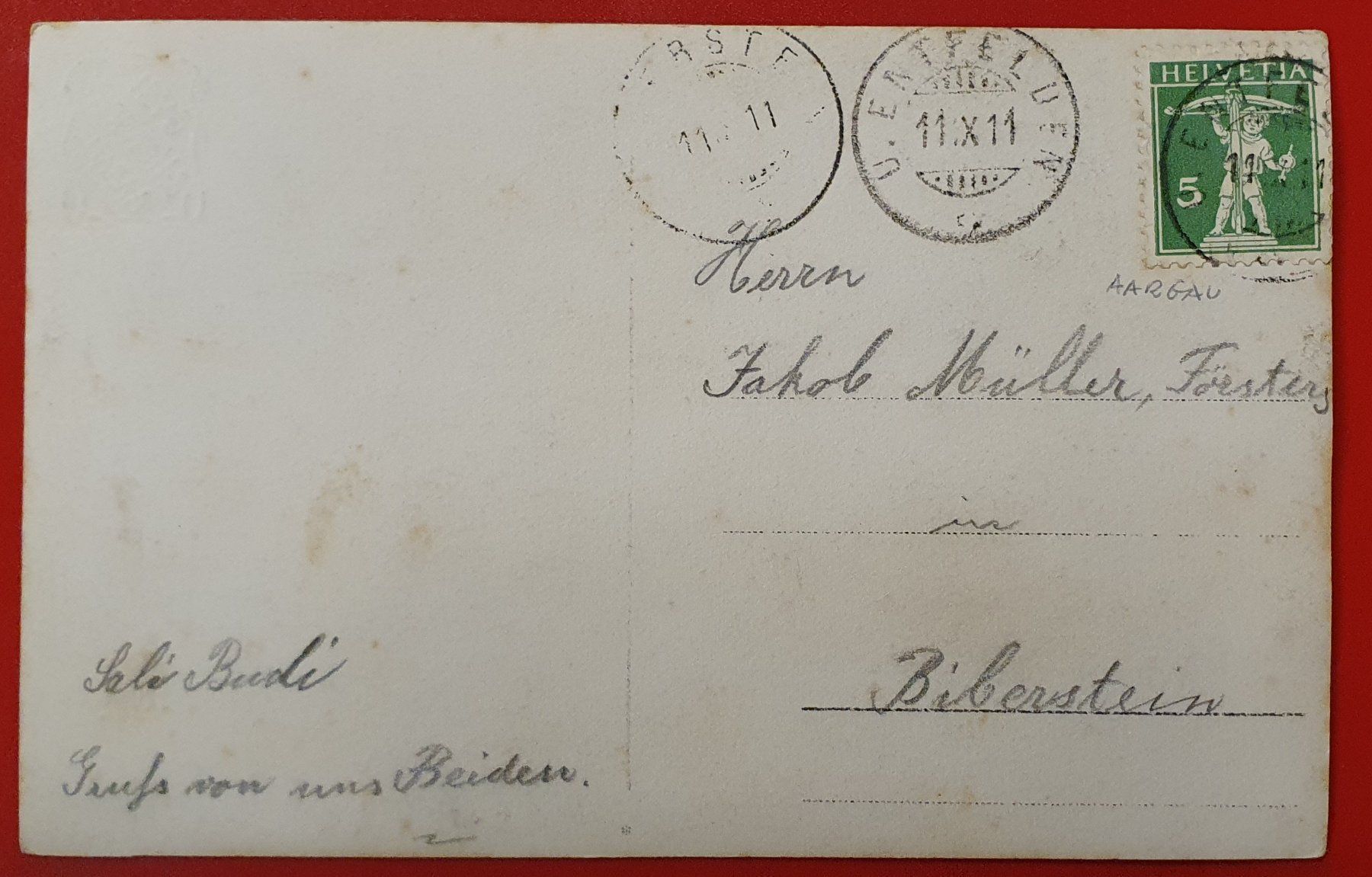 Cartoline postali: Entfelden 1911 - Neues Schulhaus – Usato da Kreuzlingen venduto da Rschweiz1 1