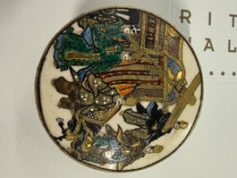 Antike japanische Porzellan Deckeldose – handbemalt – Goldde