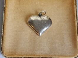 Pendentif Coeur bombé vintage • Argent Massif 925!