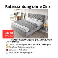 🛏️ Neues Boxspringbett – Lugano grau 160x200cm