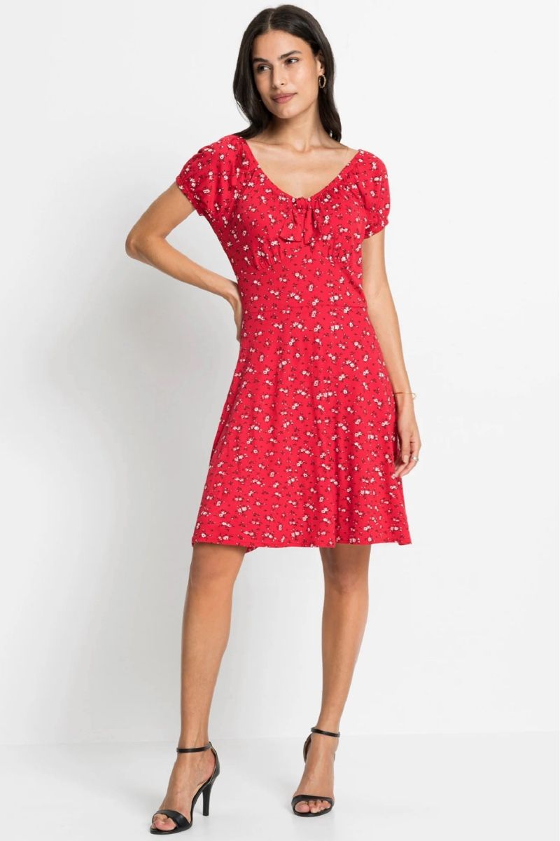 Kleider: Sommerkleid rot Blumenmuster von Bonprix – Neu (gemäss Beschreibung) aus Luzern von Fledermaus82 5