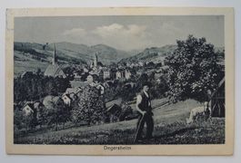 DEGERSHEIM SG, Ansichtskarte mit blauem Bahnstempel von 1927