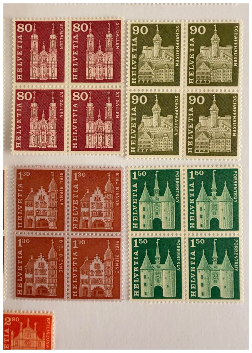 Tutti i francobolli: Schweizer Briefmarken - Baudenkmäler - Viererblöcke – Nuovo (secondo la descrizione) da Schlieren venduto da RoPue 4