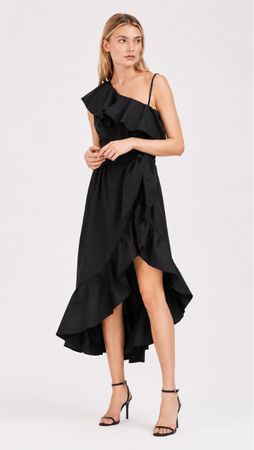 Sandro Dress black asymmetric ruffle