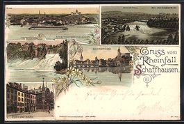 Litho Schaffhausen, Rheinfall, Post und 