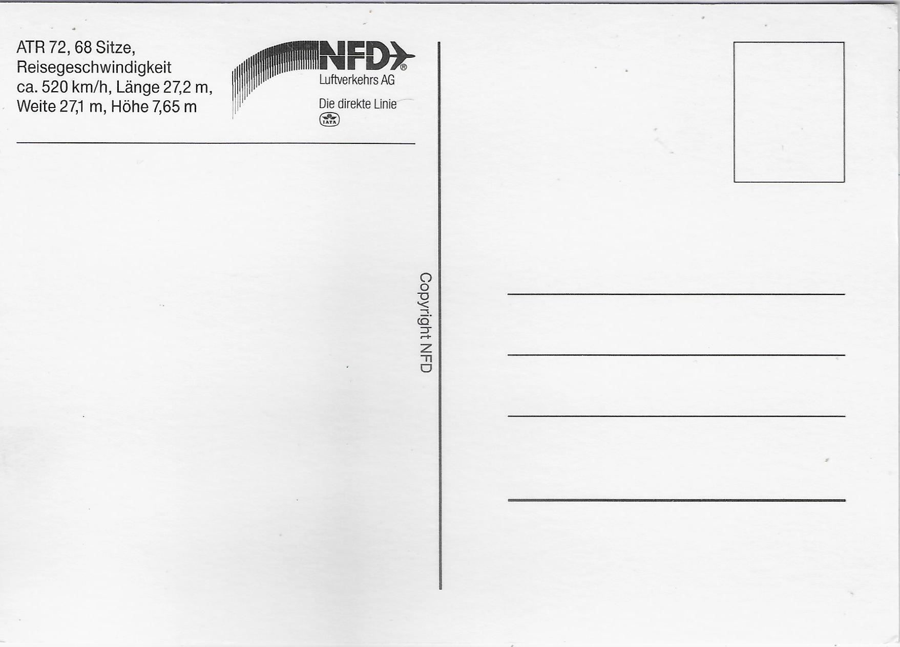 Cartoline postali: NFD Luftverkehrs AG - ATR 72 – Usato da Ettingen venduto da Kartenplanet 1
