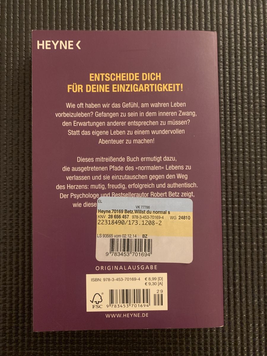 Libri: Buch von Robert Betz - Willst du normal sein oder glücklich? – Usato da Niederrohrdorf venduto da mitchelicious 1