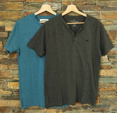 American Eagle T-Shirts, Grau und Blau, Gr. L