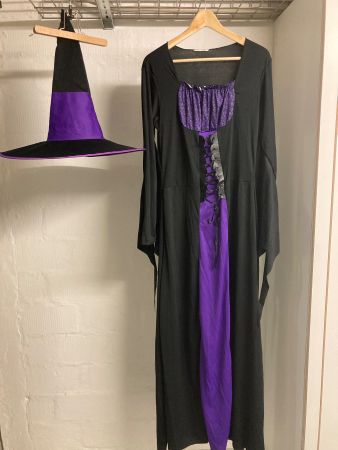 Halloween Kostüm Hexe mit Hut, Gr.: S/M 💎