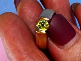 Silberring vergoldet green stone (53/17)
