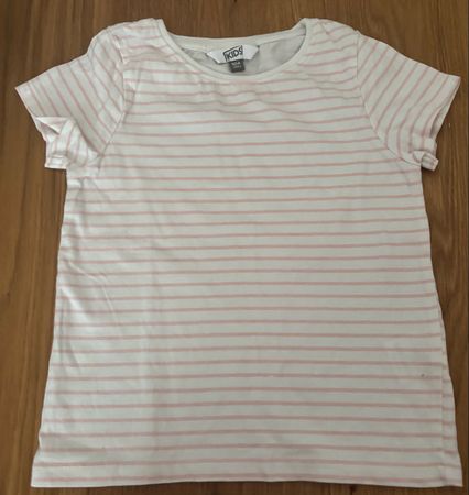 Mädchen T-Shirt gestreift Weiss/Rosa Grösse 104