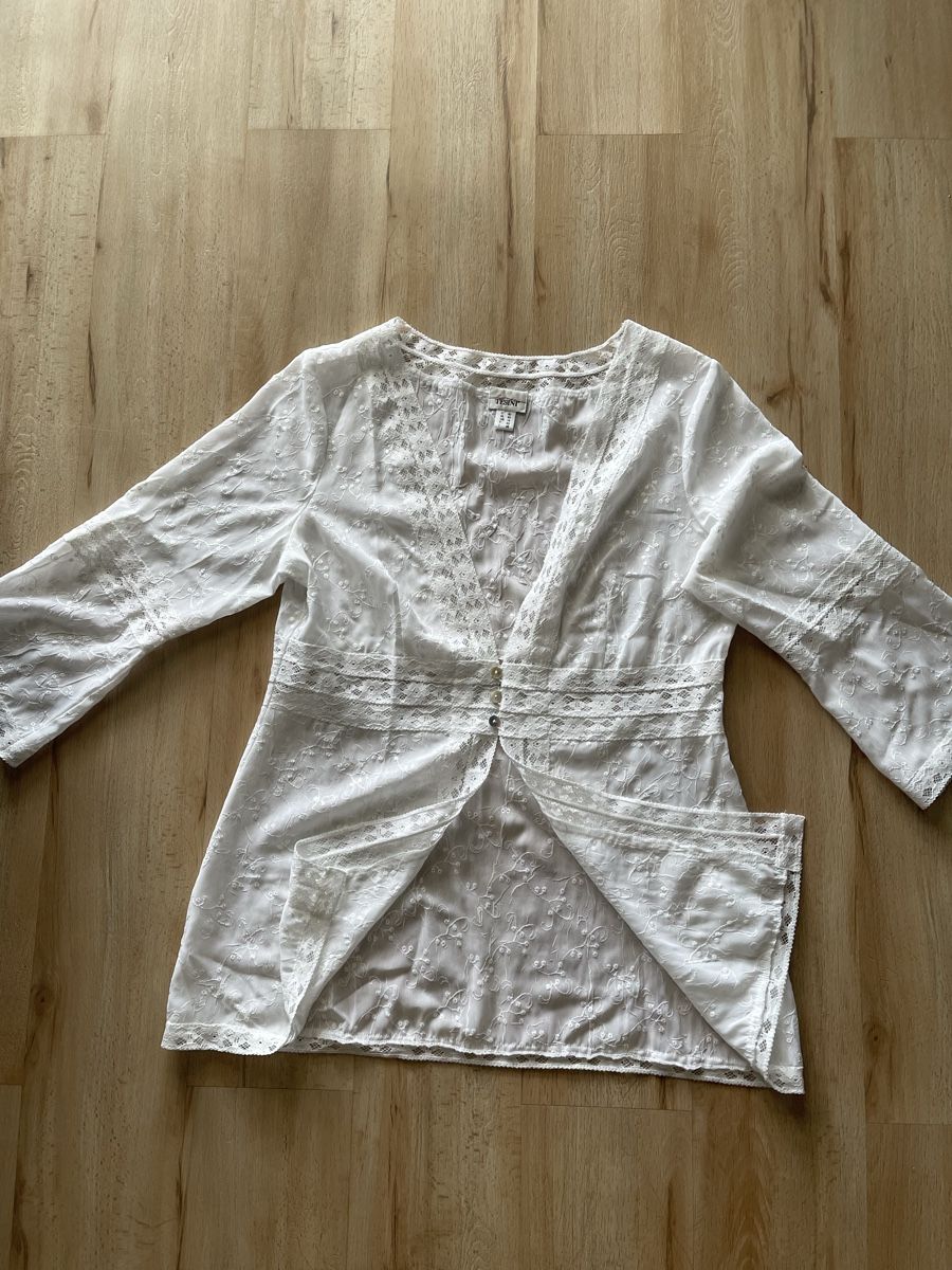 Tuniche: Blouse blanche dentelle Lino Tesini taille 40 NEUVE  – Nuovo (secondo la descrizione) da Kloten venduto da Vermicelles 7