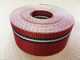 POLYESTER / GURTBAND  ROT MIT STREIFEN  5m x 3cm x 0,5mm