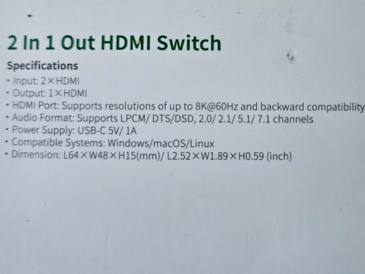 Hub & Switch: HDMI Switch 8K – Usato da Gossau SG venduto da Janosch. 1