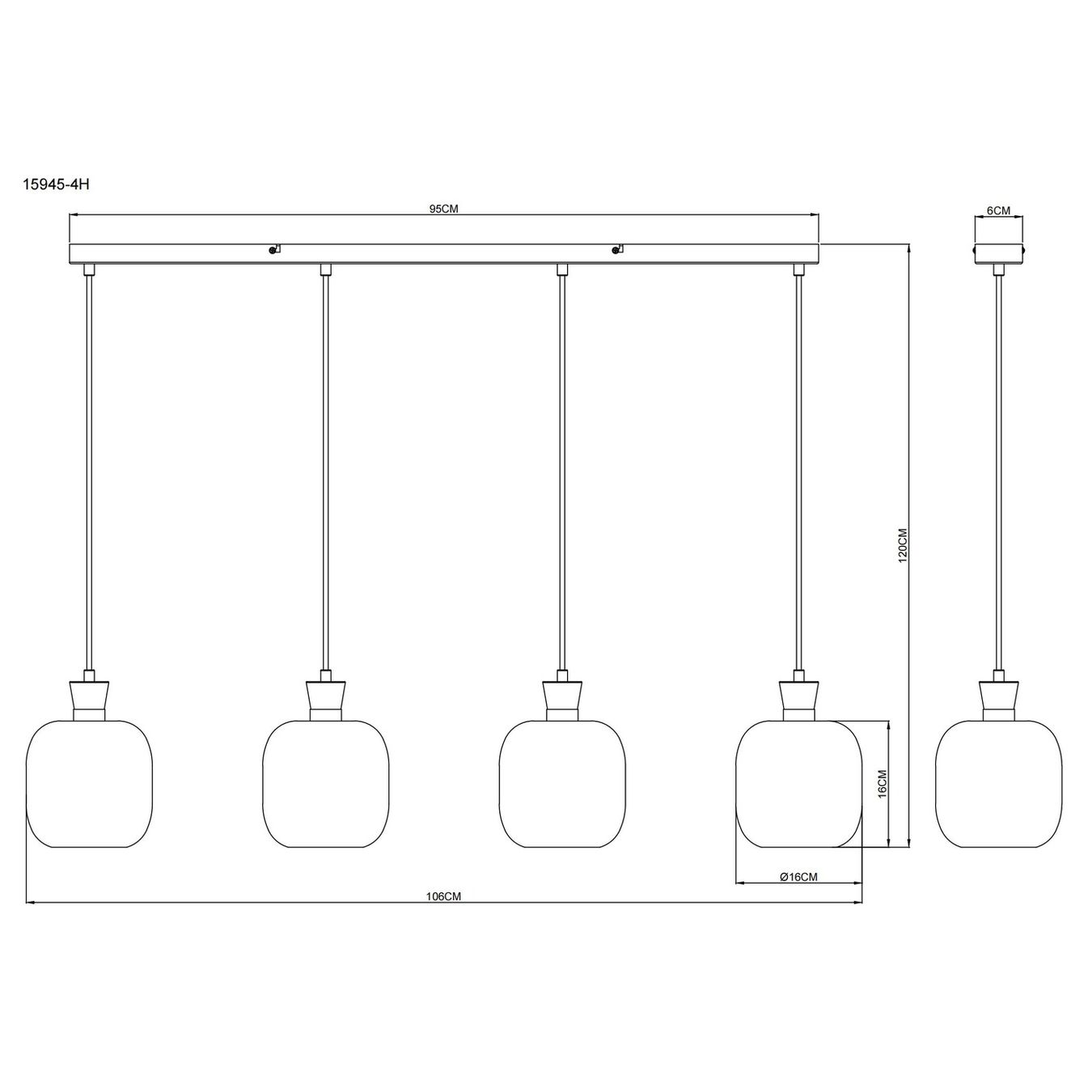 Lampadari & plafoniere: Pendelleuchte, Glas, 106 cm x 16 cm – Nuovo (secondo la descrizione) da Kreuzlingen venduto da Smart-Light 6