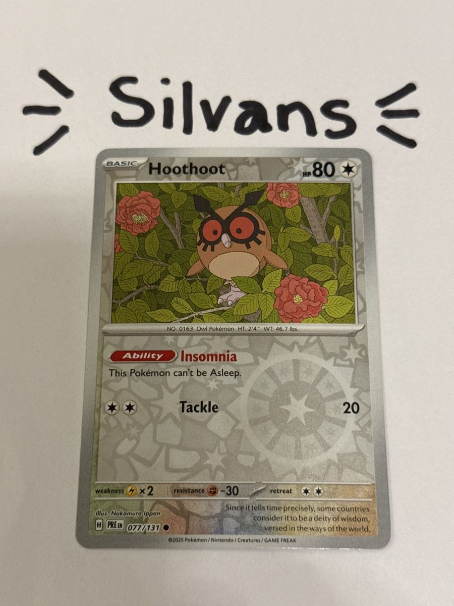Pokémon Carte collezionabili: Hoothoot Reverse Holo 077/131 Prismatic Evolutions Englisch – Nuovo (secondo la descrizione) da Wil SG venduto da Silvans