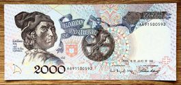 2000 Escudos Portugal 1992!!! UNC!!!