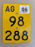 Velonummer AG 06 gelb Mofanummer Mofaschild Plaque Mofa