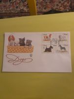 Belle enveloppe illustrée de chiens, avec timbres rares.