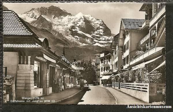 Cartoline postali: Wengen - Dorfstrasse + 1947 Bahnpost – Usato da Emmenbrücke venduto da teestube