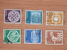 Timbres CH 1973 Architecture N° 534, 535, 537, 538, 541, 542