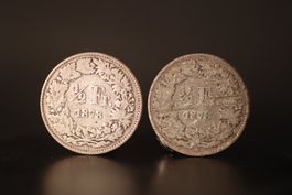 2 x 1/2 Franken 1878 | Silber