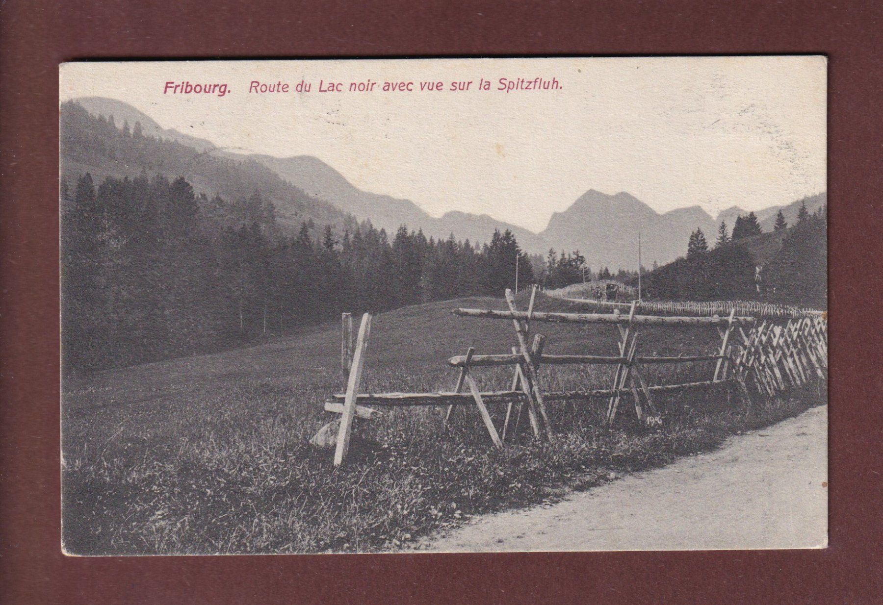 Cartoline postali: FRIBOURG - Route du Lac Noir - Spitzfluh - 1908 – Usato da Pully venduto da nicecards-shop
