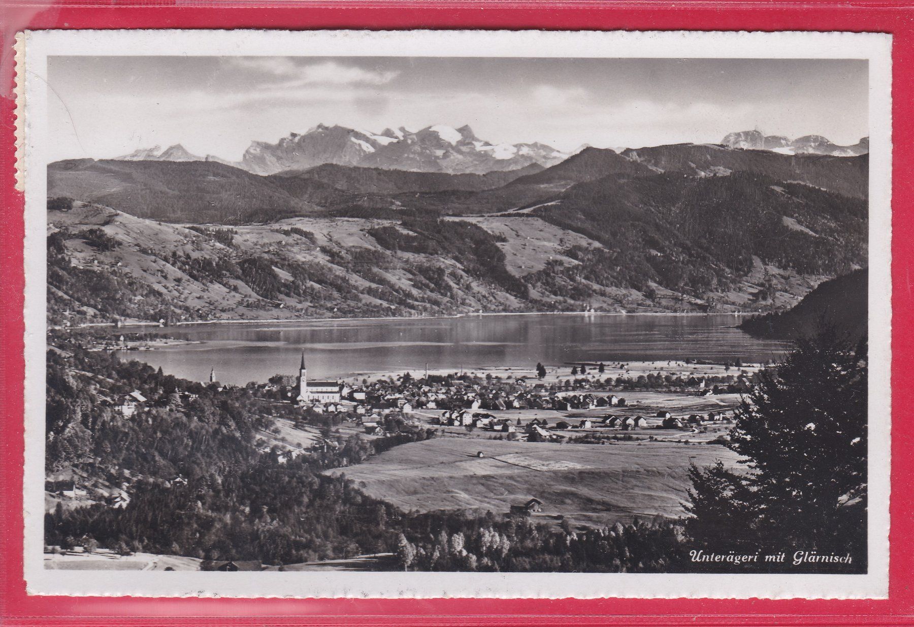 Cartoline postali: UNTERÄGERI MIT GLÄRNISCH, 11.8.1947 – Usato da Oberrieden venduto da Gebirgsstelze