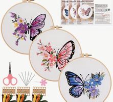 DIY-Stickerei-Set-3x Schmetterling-Geschenk-Sticken